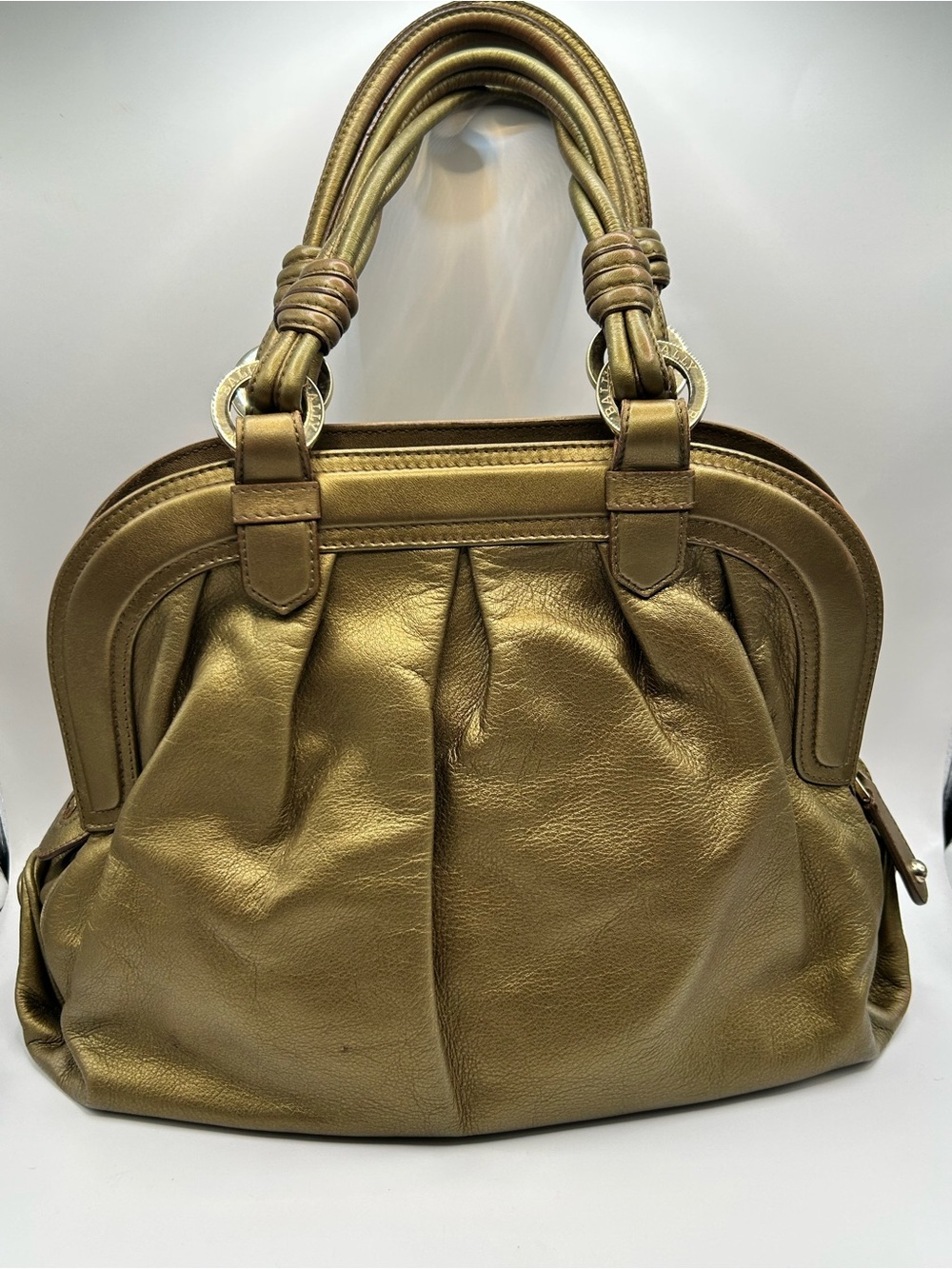 Bally Metallic Gold Shoulder Satchel